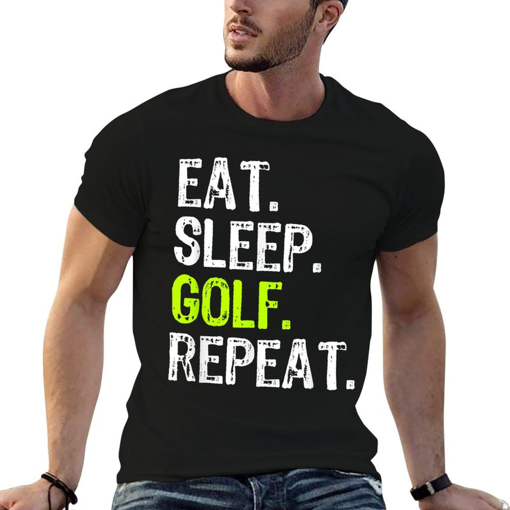 Eat Sleep Golf Repeat Golfer Golfing Funny  Heathered Texture T-Shirt