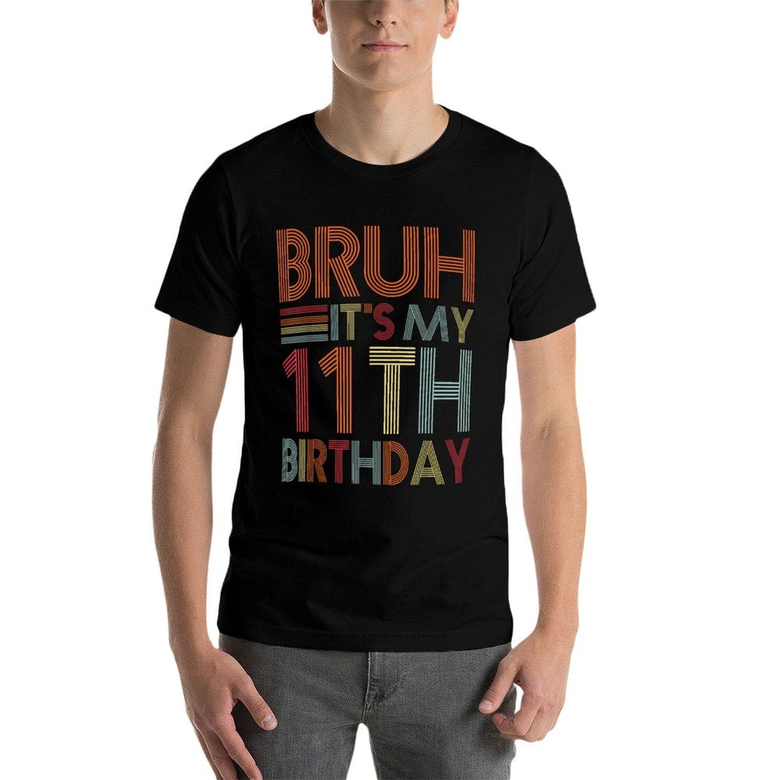 Bruh It's My 11th Birthday 11yr Old Boy 11 Year Old Birthday  Oversized Silhouette T-Shirt