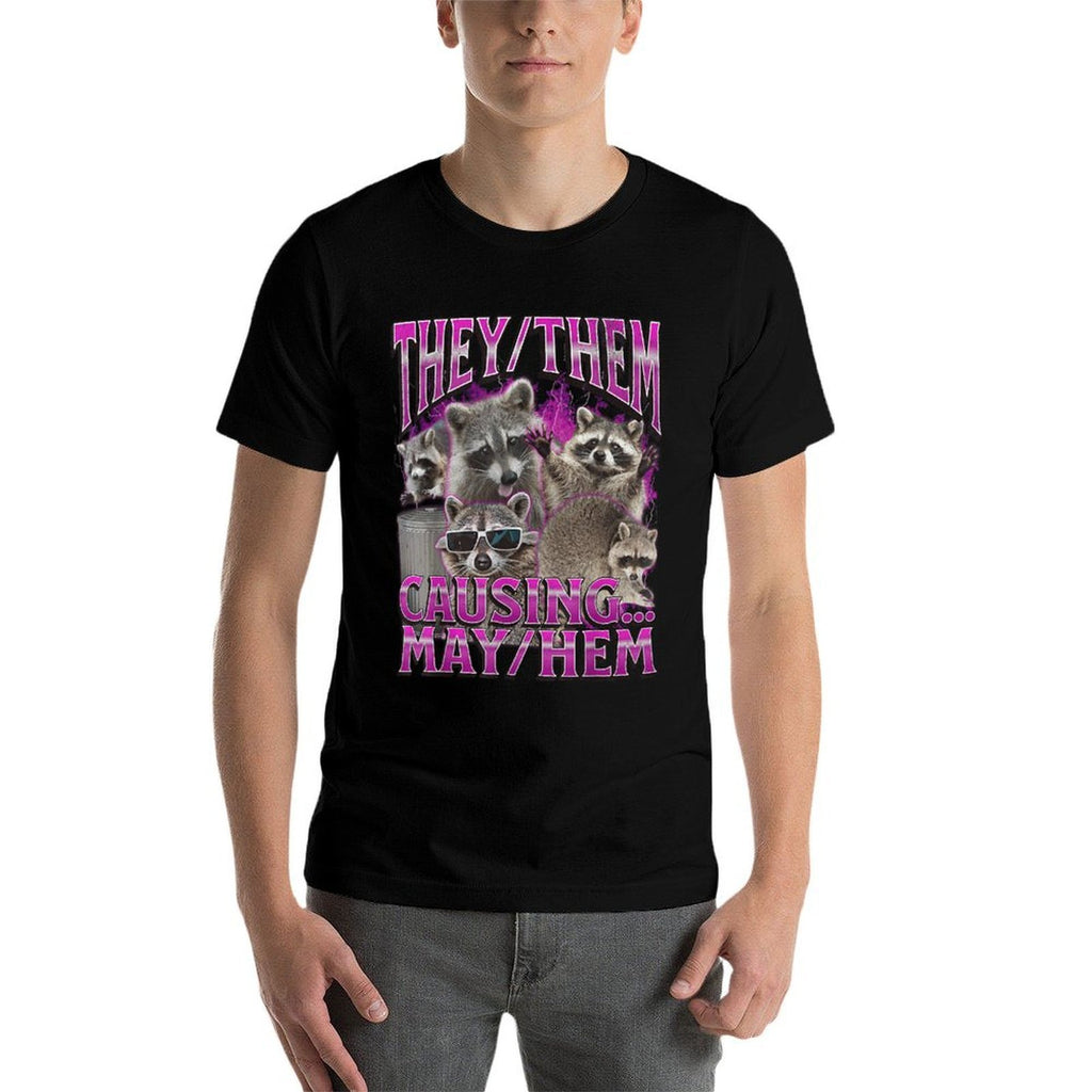 They Them Mayhem Funny Raccoon Meme Bootleg Graphic 90s  Classic T-Shirt
