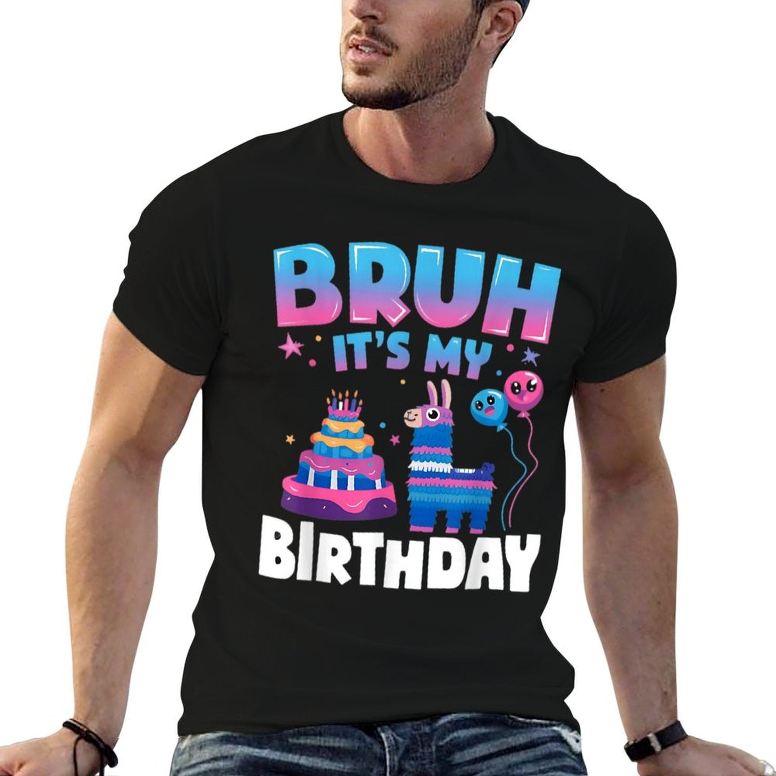 Bruh It's My Birthday Llama Pinata Kids Party  Slim-fit Cut T-Shirt
