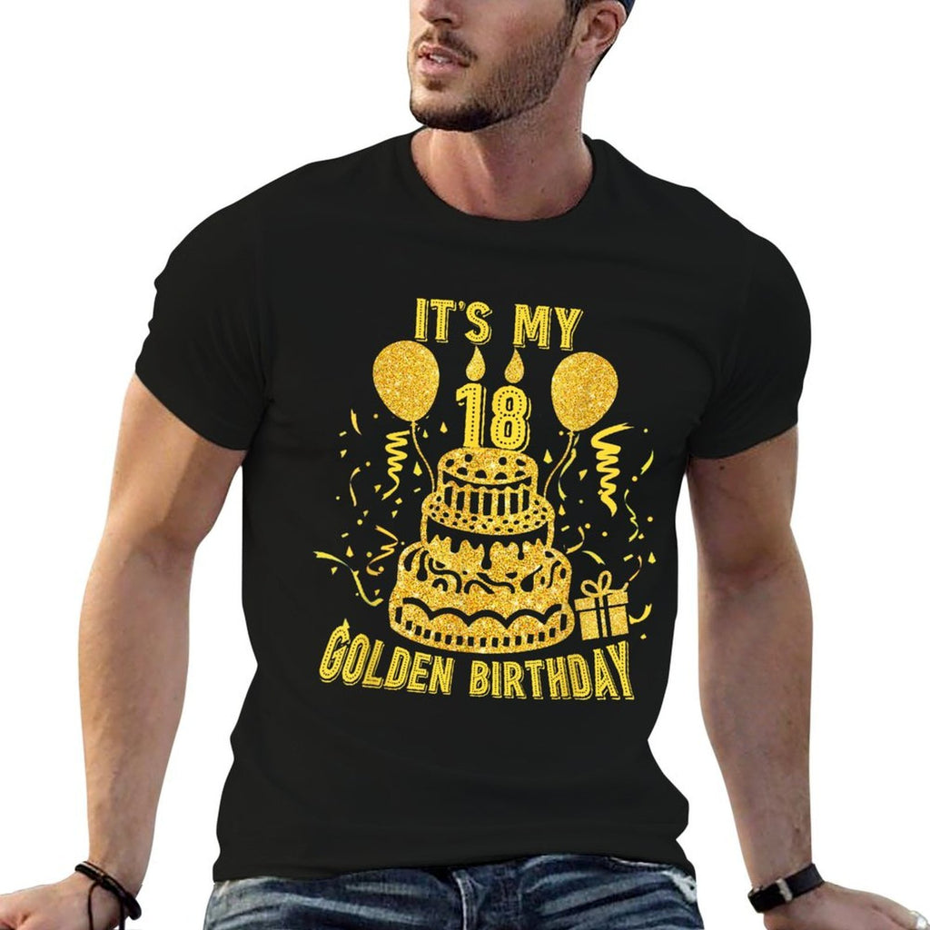 Golden Birthday It's My 18th Birthday  Oversized Silhouette T-Shirt