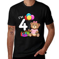 Kids Fourth Birthday Teddy Bear - 4 Year Old Girl  Easy-care T-Shirt