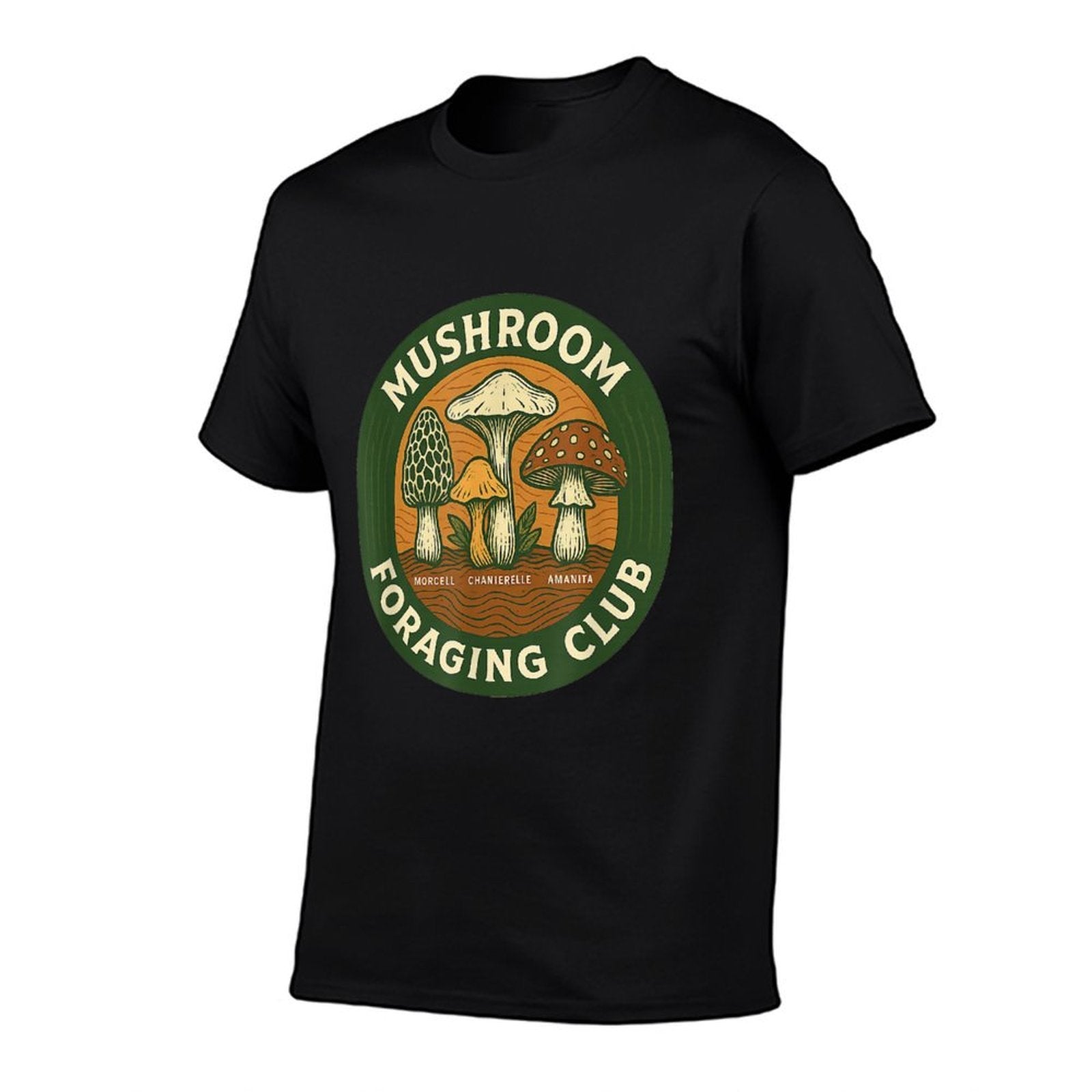 Mushroom Foraging Club Retro Badge Illustration  Tagless Design T-Shirt