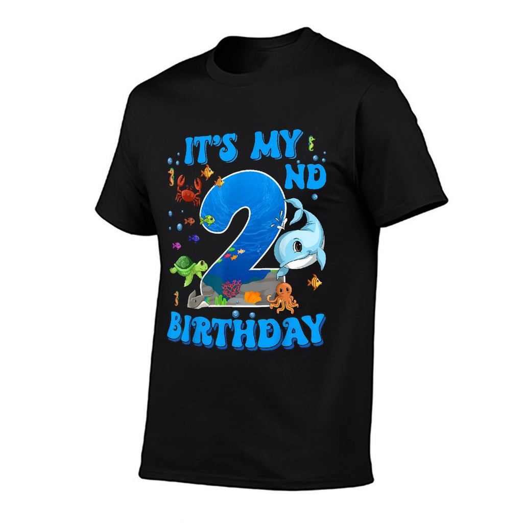 It's My 2nd Birthday Party Ocean 2 Years Old Sea Fish B-Day  Cotton T-Shirt