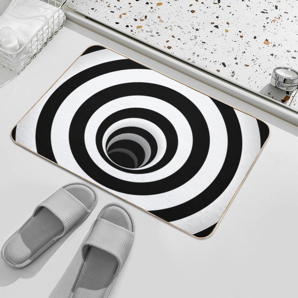 Optical Illusion Black Hole Lines (BlackWhite)  Toxin-Free Bath Mat
