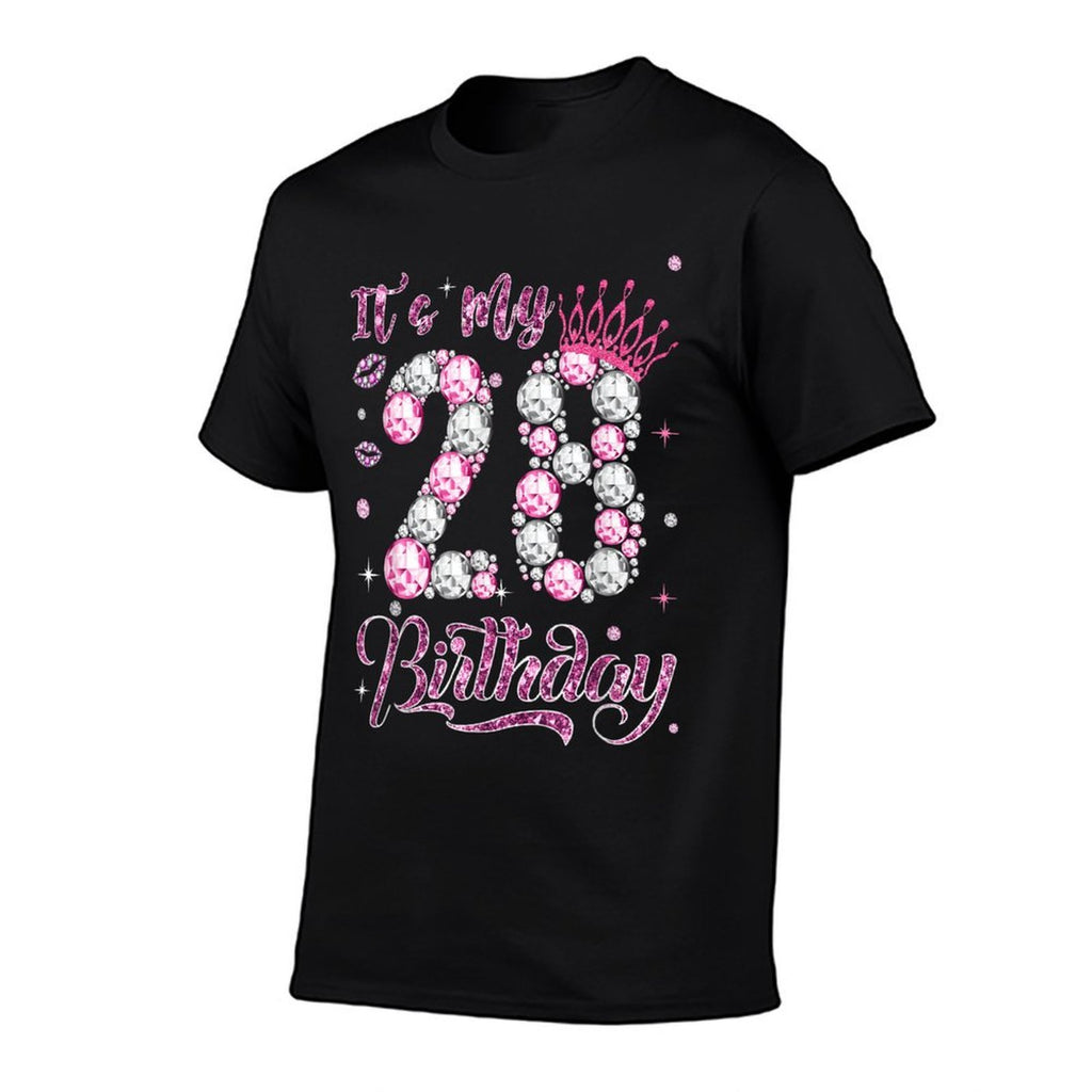 It's My 28th Birthday Queen 28 Years Old Diamond Crown Pink  Slim-fit Cut T-Shirt