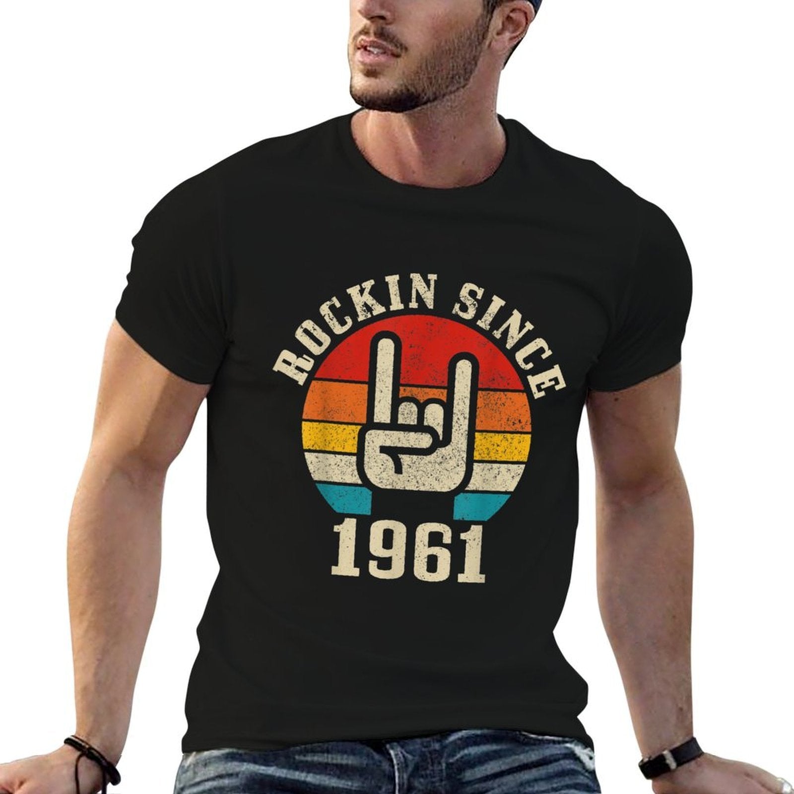 Rockin' Since 1961 Vintage Rock Music 60th Birthday Gift  Slim-fit Cut T-Shirt