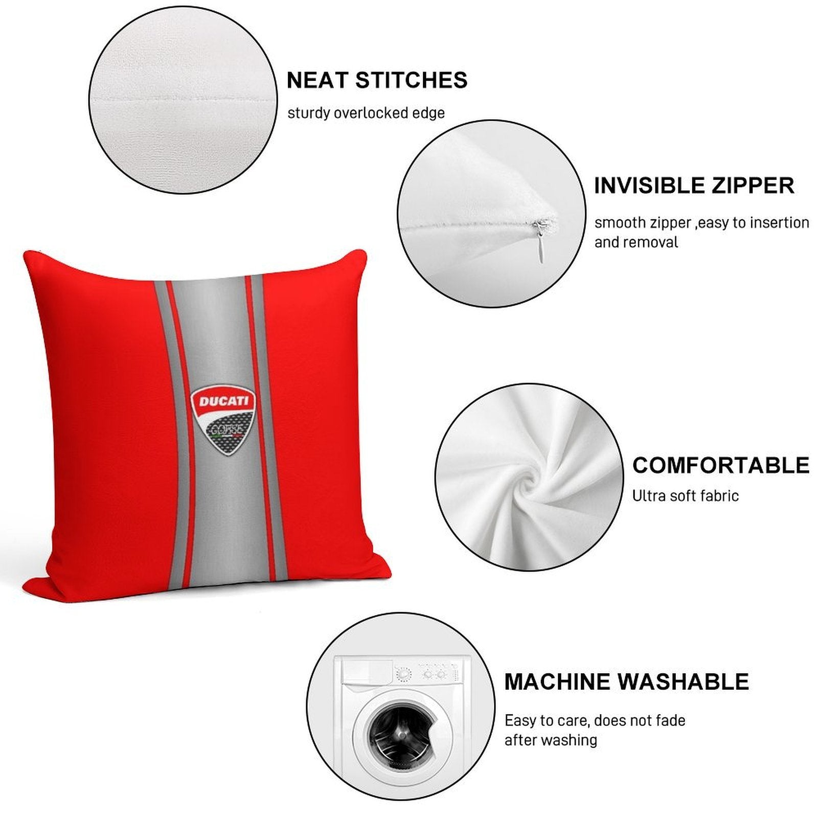 Ducati Racing Soft High-Density Material Throw Pillow
