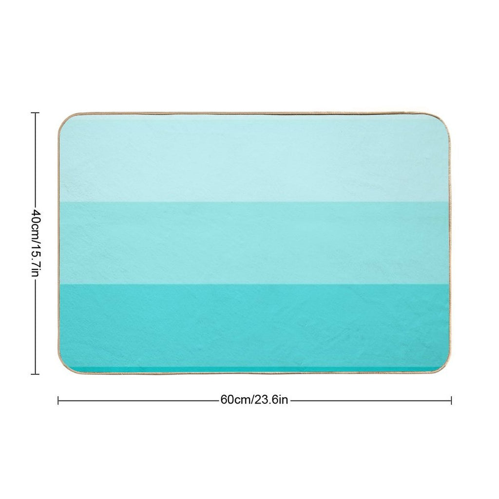 Turquoise Gradient Stripes Minimalist Pattern (Bright Robins Egg Blue)  Repositionable Bath Mat