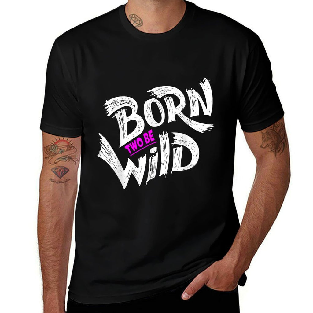 Born Two Be Wild 2 Year Old 2nd Birthday Toddler Boy Girl  Wrinkle-resistant T-Shirt
