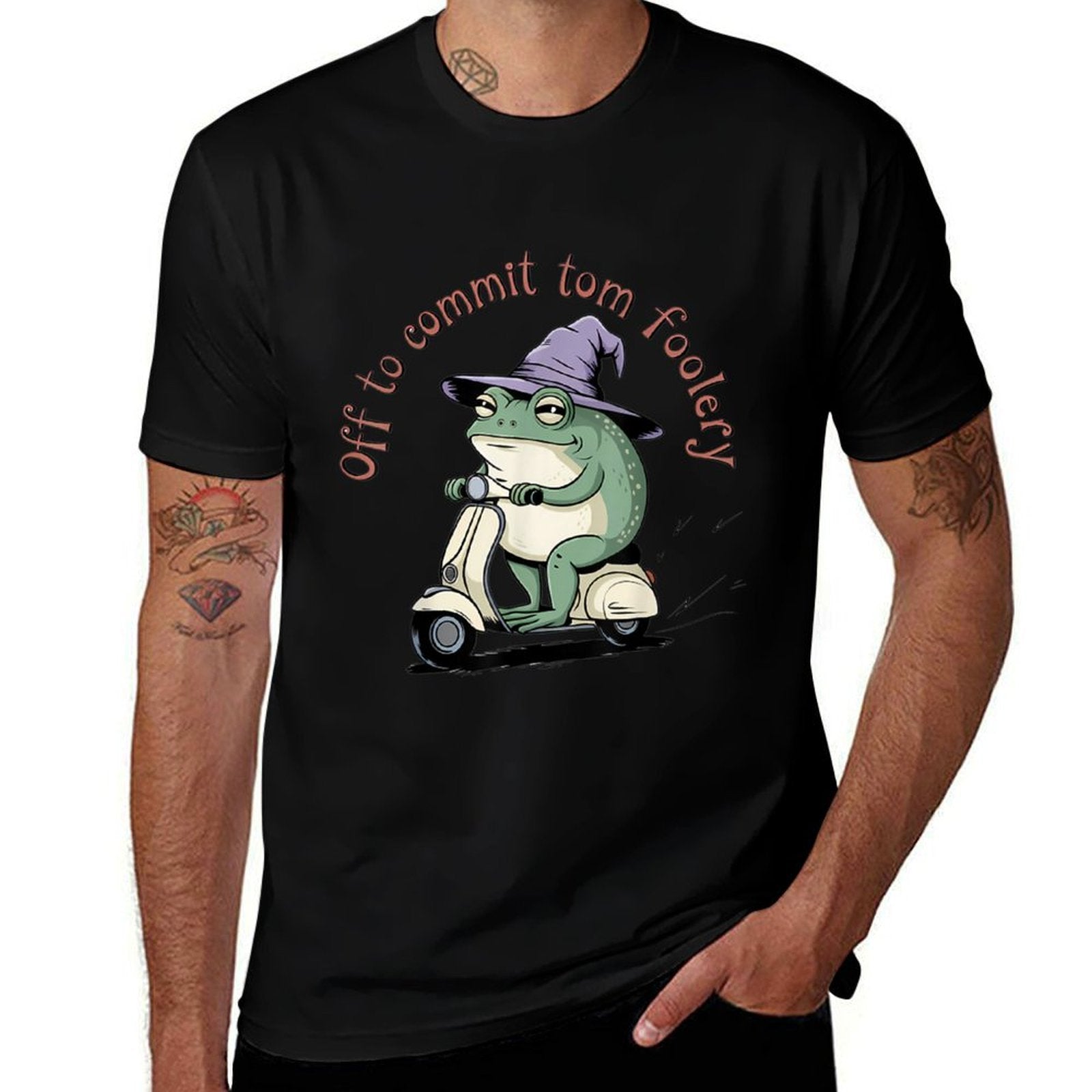 Off To Commit Tomfoolery Funny Frog Humor Trend Men Women  Stretchy T-Shirt