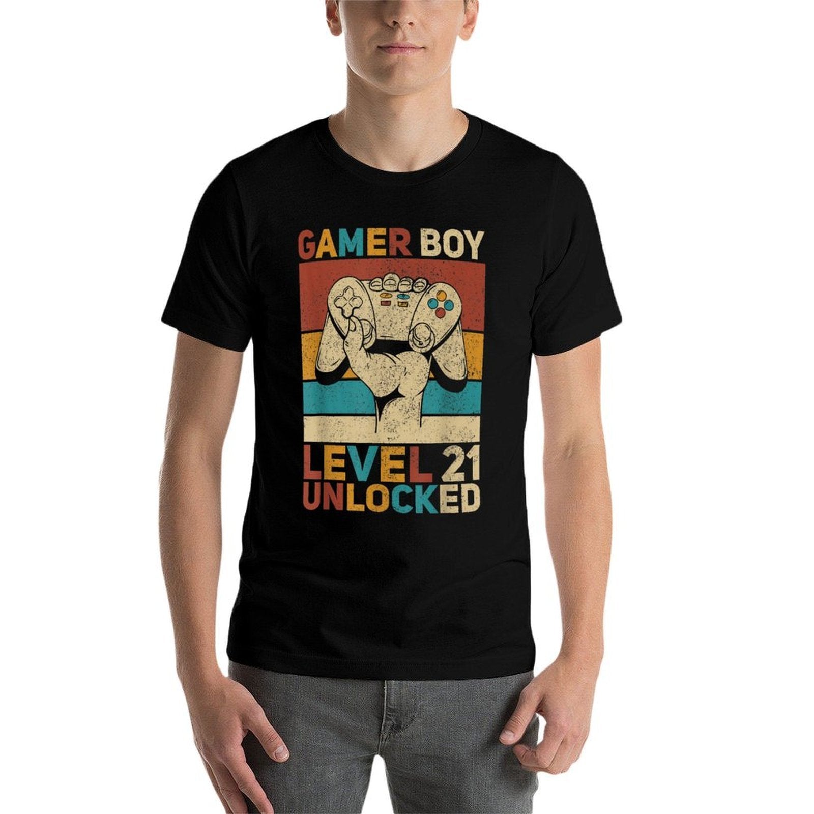 Mens Gamer Boy Level 21 Unlocked 21 Years Old Boy 21st Birthday  Quick-drying T-Shirt