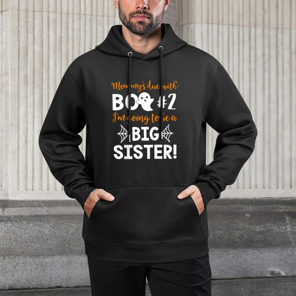 Kids Big Sister Halloween Pregnancy Announcement Boo #2 Adjustable Hood Hoodie