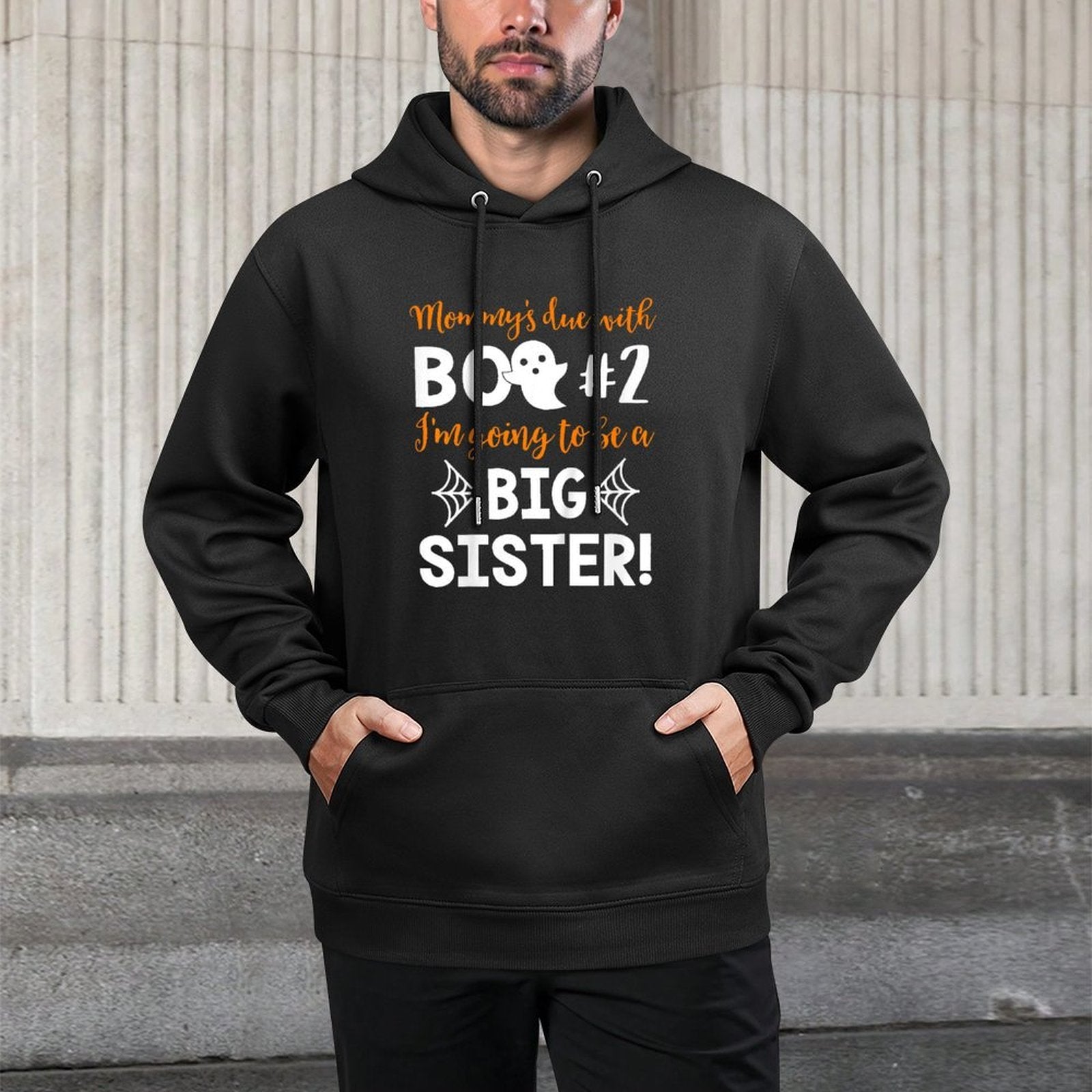 Kids Big Sister Halloween Pregnancy Announcement Boo #2 Adjustable Hood Hoodie