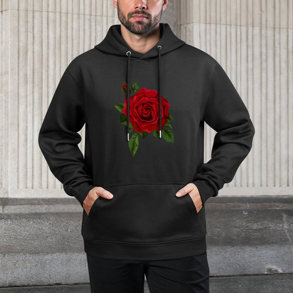 Single Red Roses Flower of Cute Red Roses Flower Gardening Pilling-Resistant Hoodie