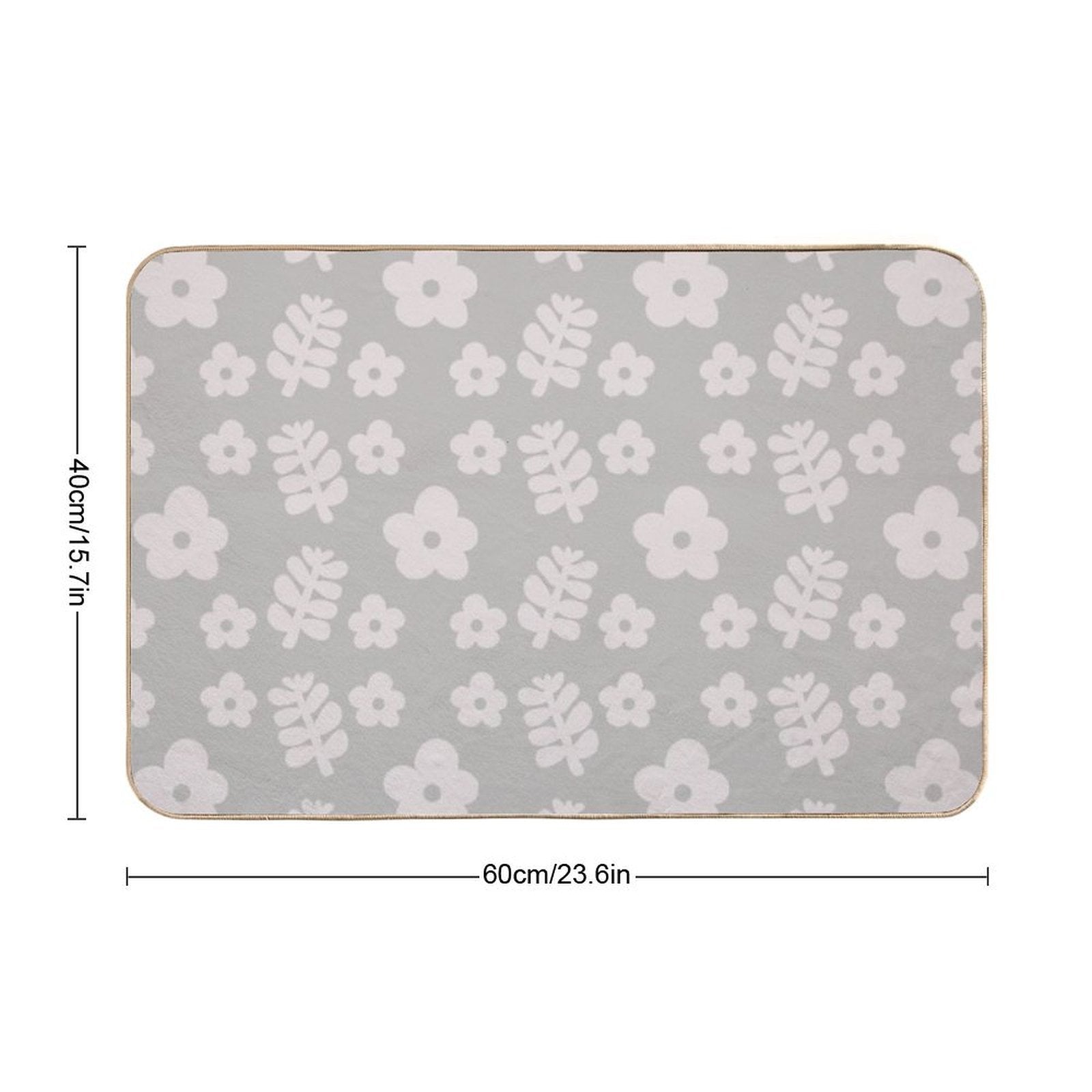 Mid Century Modern Flowers & Leaves, Cute Retro Pattern, Taupe  Stain-Proof Bath Mat