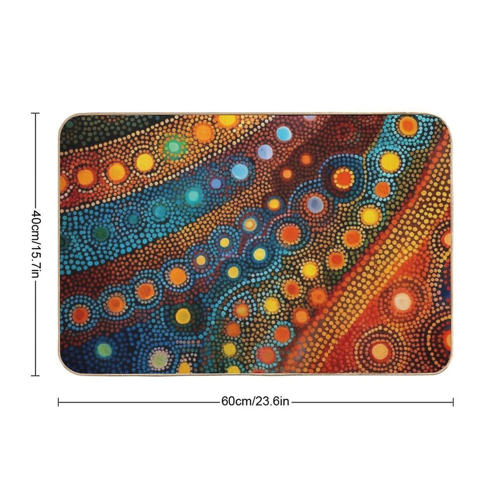 Aboriginal Authentic Art - Circular Paths  Eco-Friendly Bath Mat