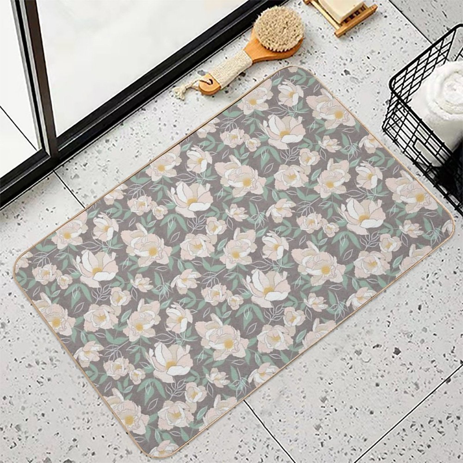 Peonies on Purple  Pet-Safe Bath Mat