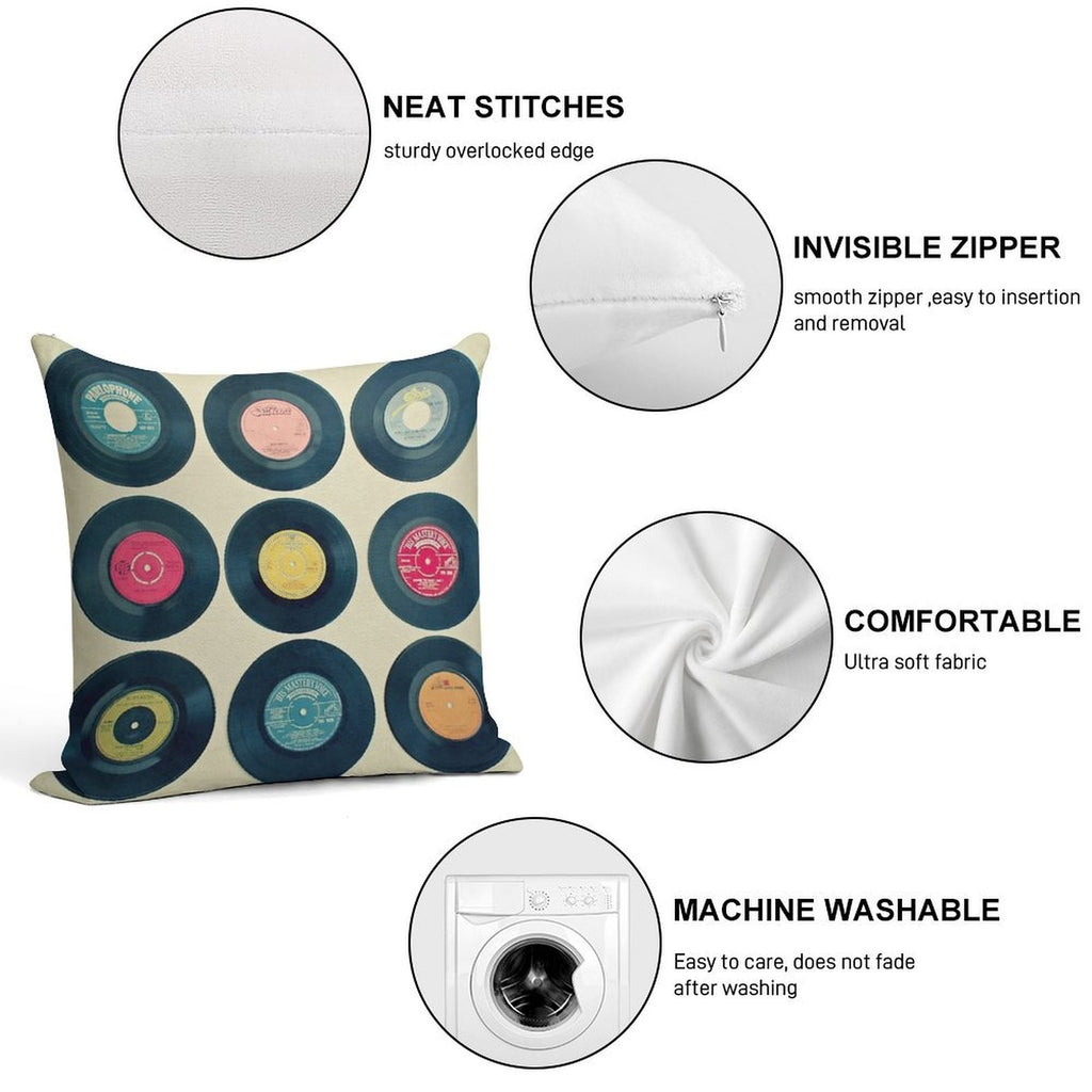 Vinyl Collection Soft Anti-Pilling Throw Pillow
