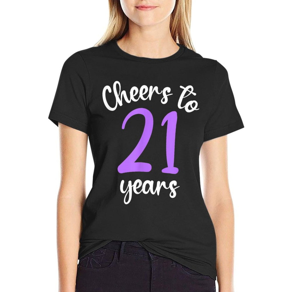 21st Birthday Cheers To 21 Years Purple 21st Birthday  Vintage-inspired T-Shirt