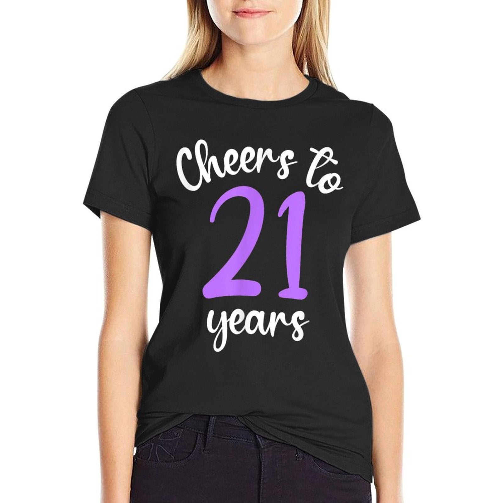 21st Birthday Cheers To 21 Years Purple 21st Birthday  Vintage-inspired T-Shirt