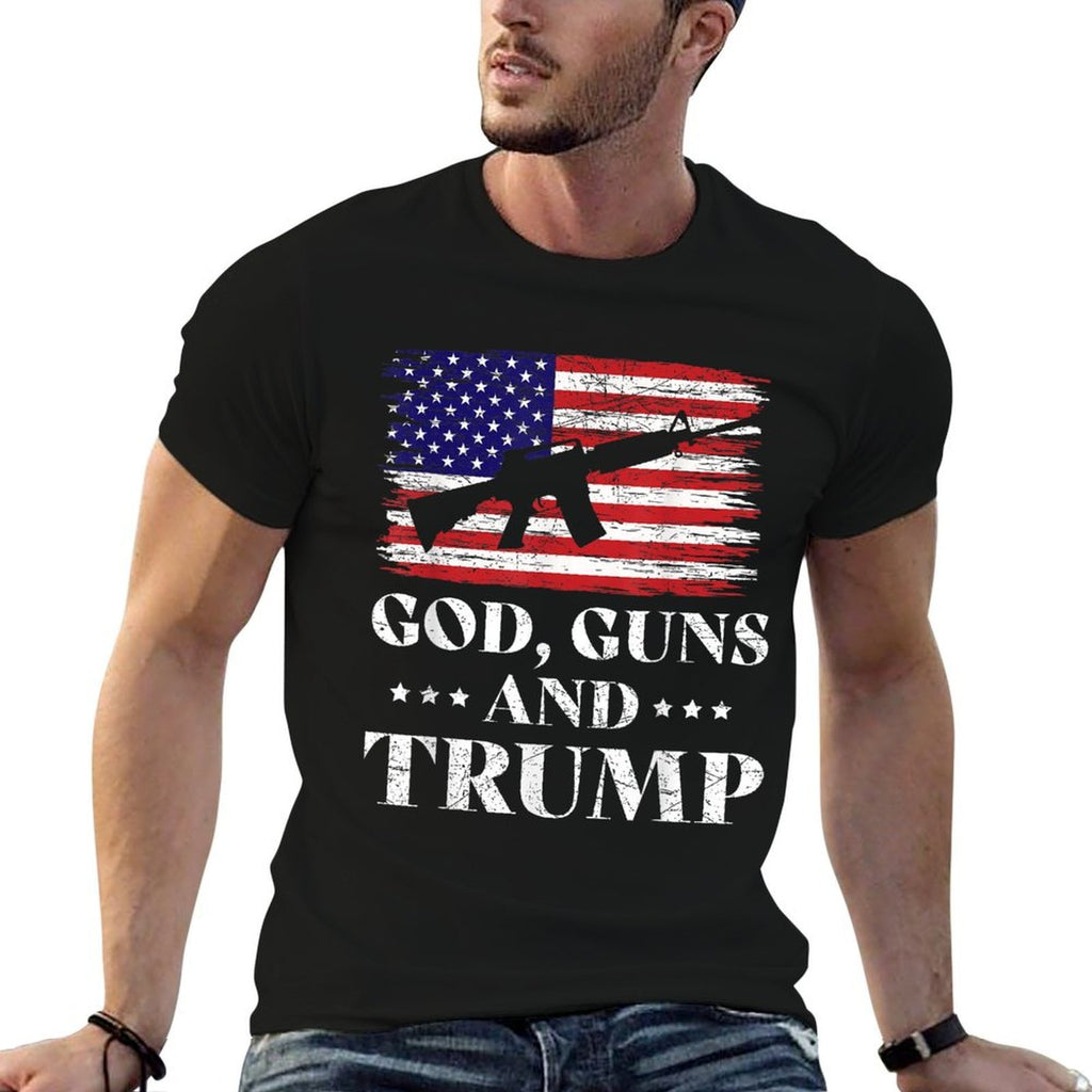 God Guns And Trump, Donald Trump for President 2020  Easy-care T-Shirt