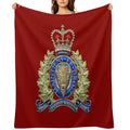 Royal Canadian Mounted Police - RCMP Badge over Red Velvet Durable Throw Blanket