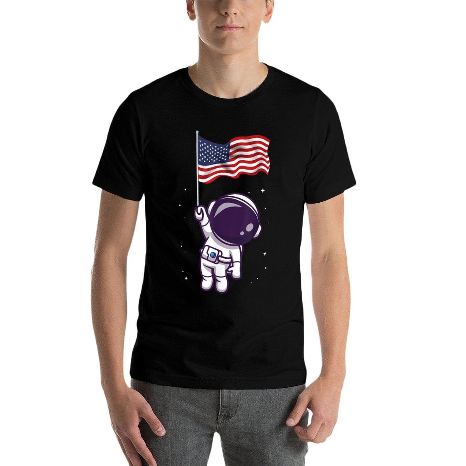 4th Of July Astronaut USA American Funny Patriotic  Tagless Design T-Shirt