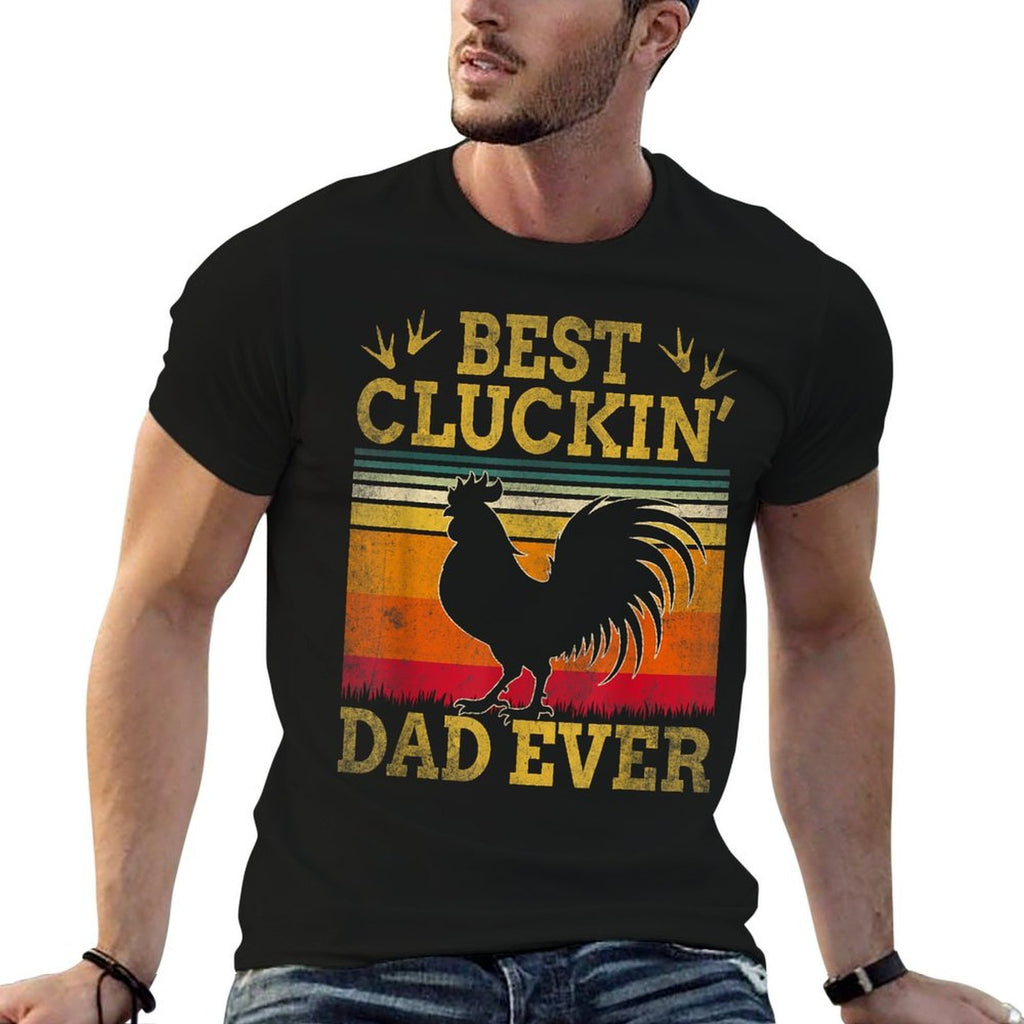 Best Cluckin Dad Ever Fathers Day Vintage Style Chicken Dad  Heathered Texture T-Shirt