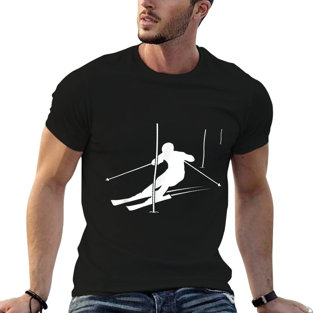 Alpine Ski Racing, Racing Runner, Ski Slope, Slalom Course Skier  Wrinkle-resistant T-Shirt