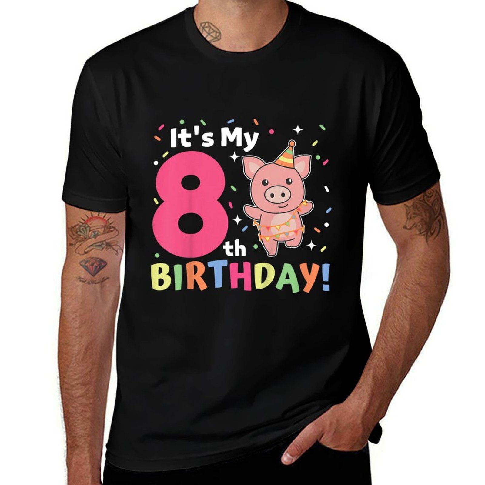 Kids 8th Birthday Pig For Children Eight Years Old  Versatile T-Shirt