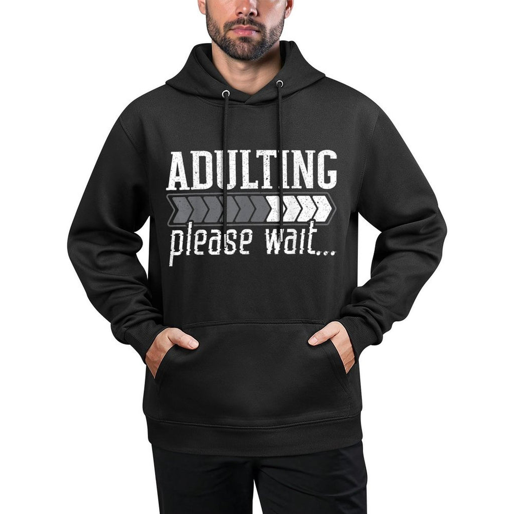 Adulting Please Wait Design Loading Happy 18th Birthday Shrink-Resistant Hoodie