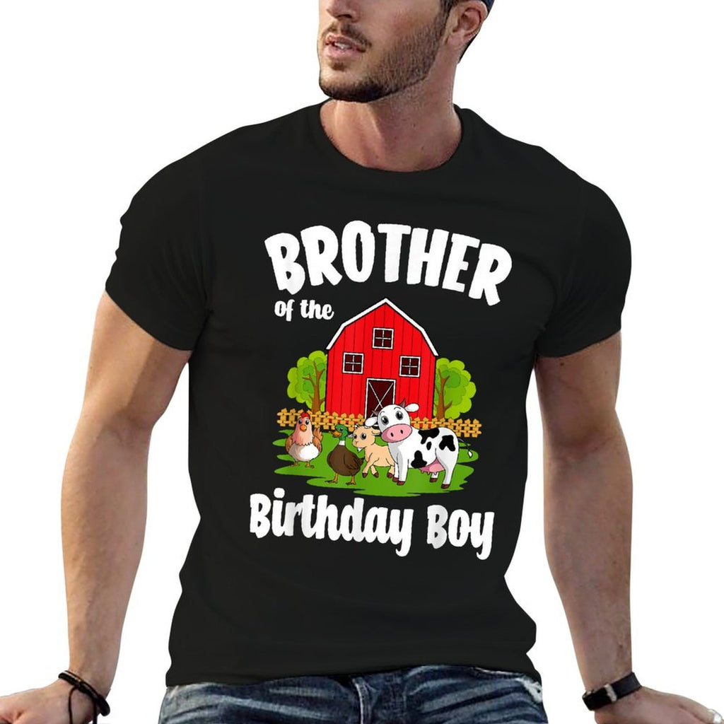Brother Of The Birthday Boy Farm Animal Bday Party  Fade-proof Color T-Shirt