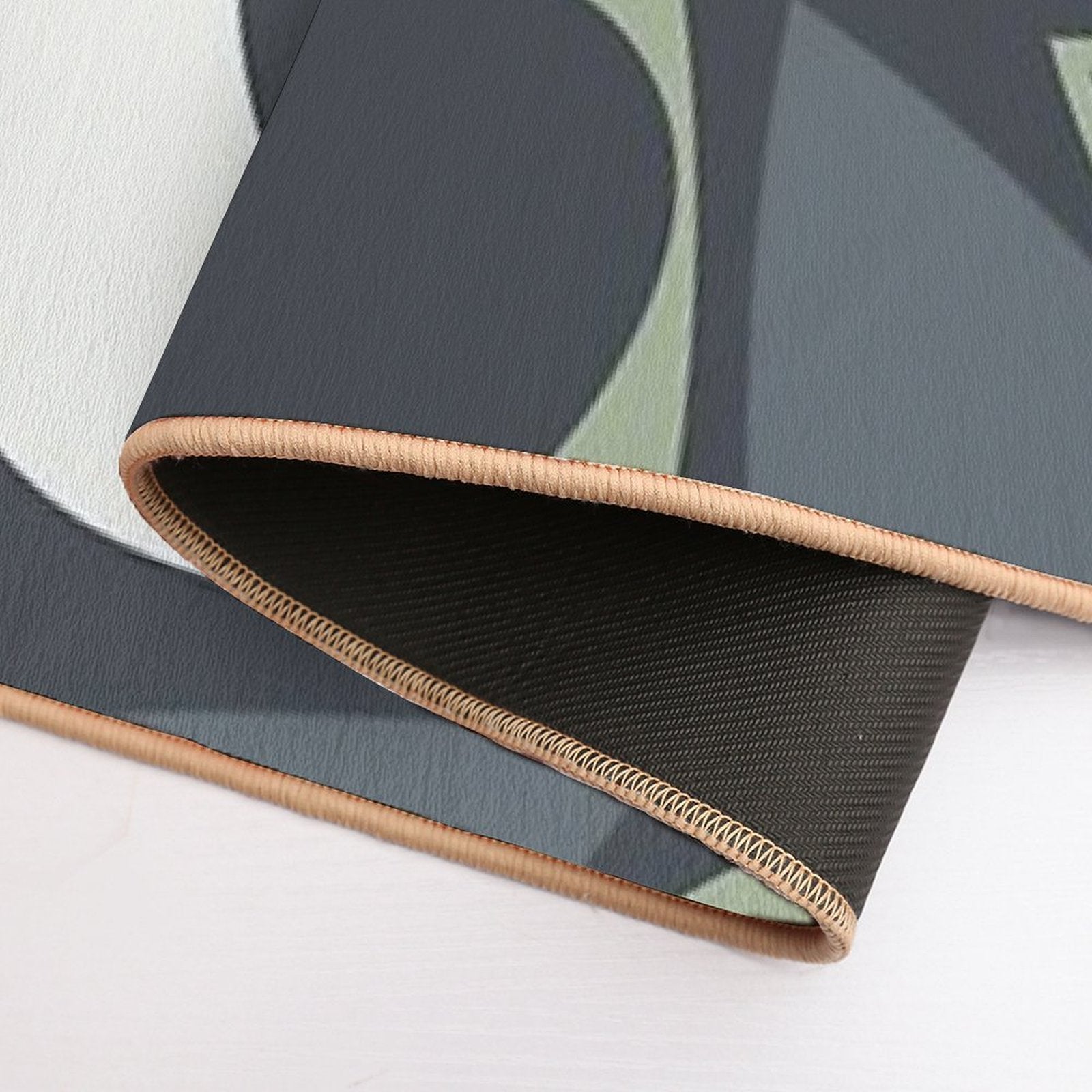 Mid Century Modern Abstract 8 Charcoal, Sage Green, Beige  Odorless Bath Mat