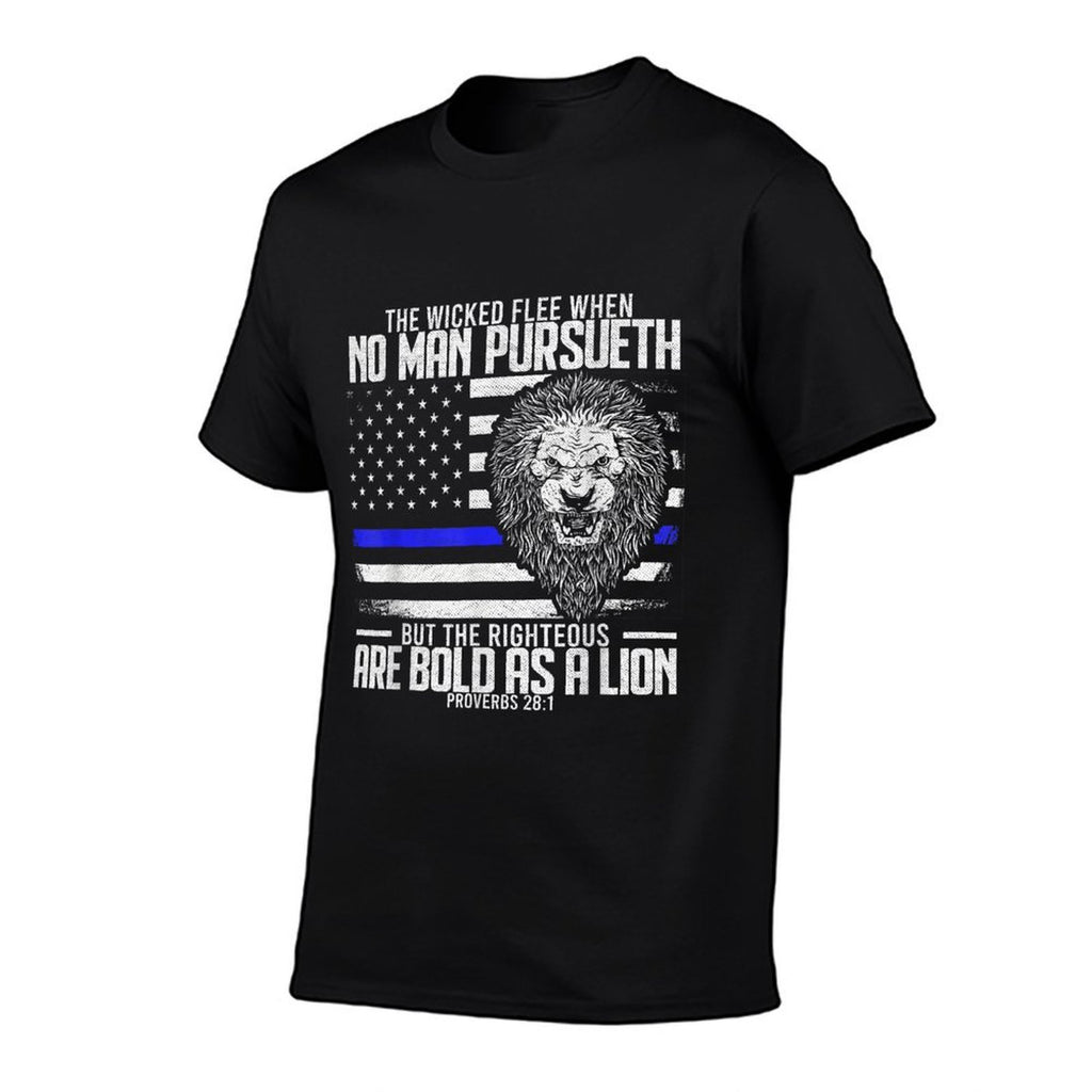 The Wicked Flee When No Man Pursueth Police Thin Blue Line  Heathered Texture T-Shirt