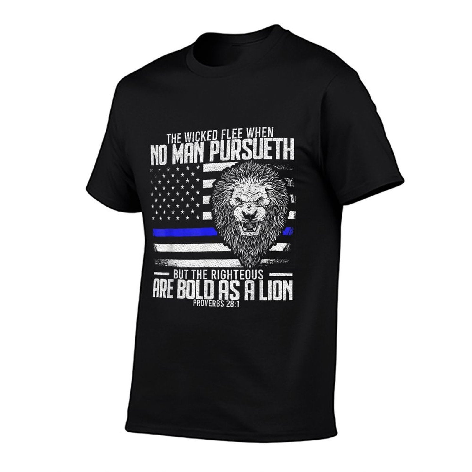 The Wicked Flee When No Man Pursueth Police Thin Blue Line  Heathered Texture T-Shirt