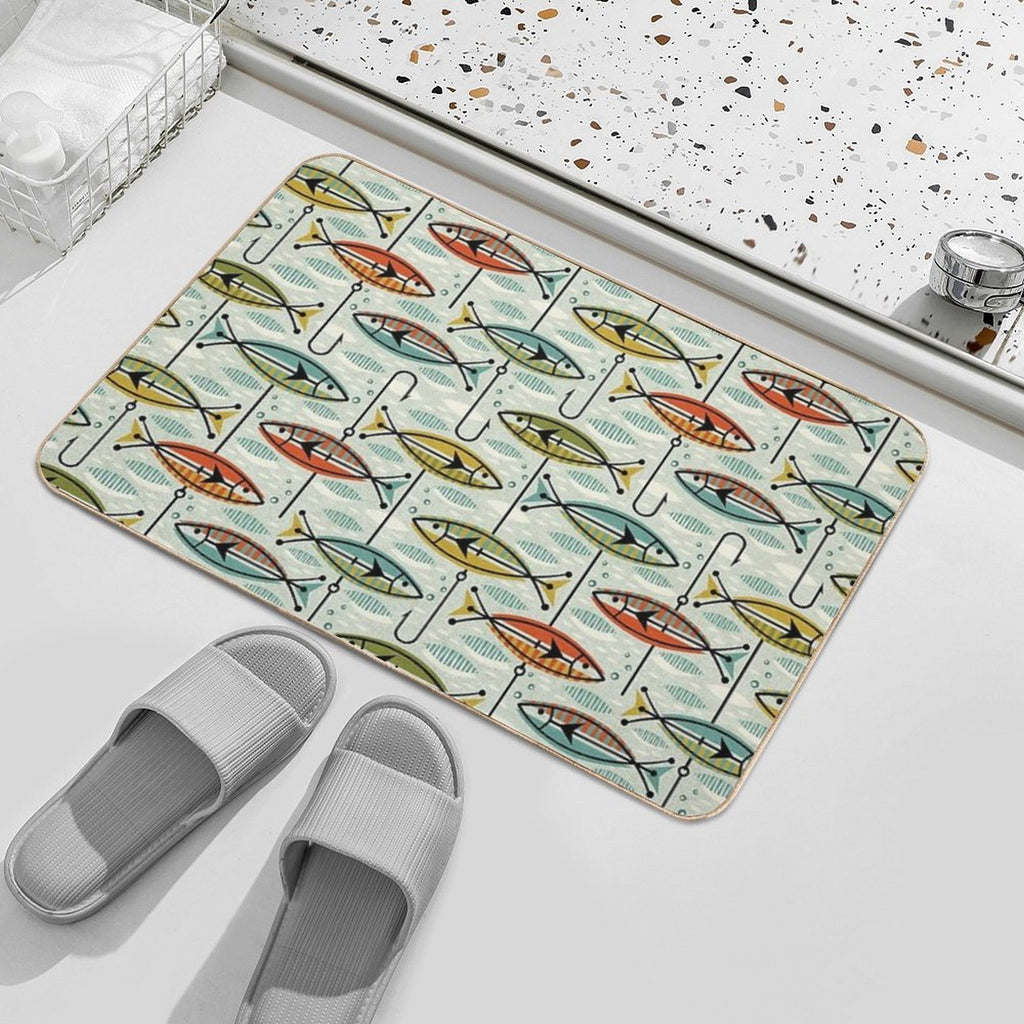 Retro Color Block Fish  Multi-Purpose Bath Mat
