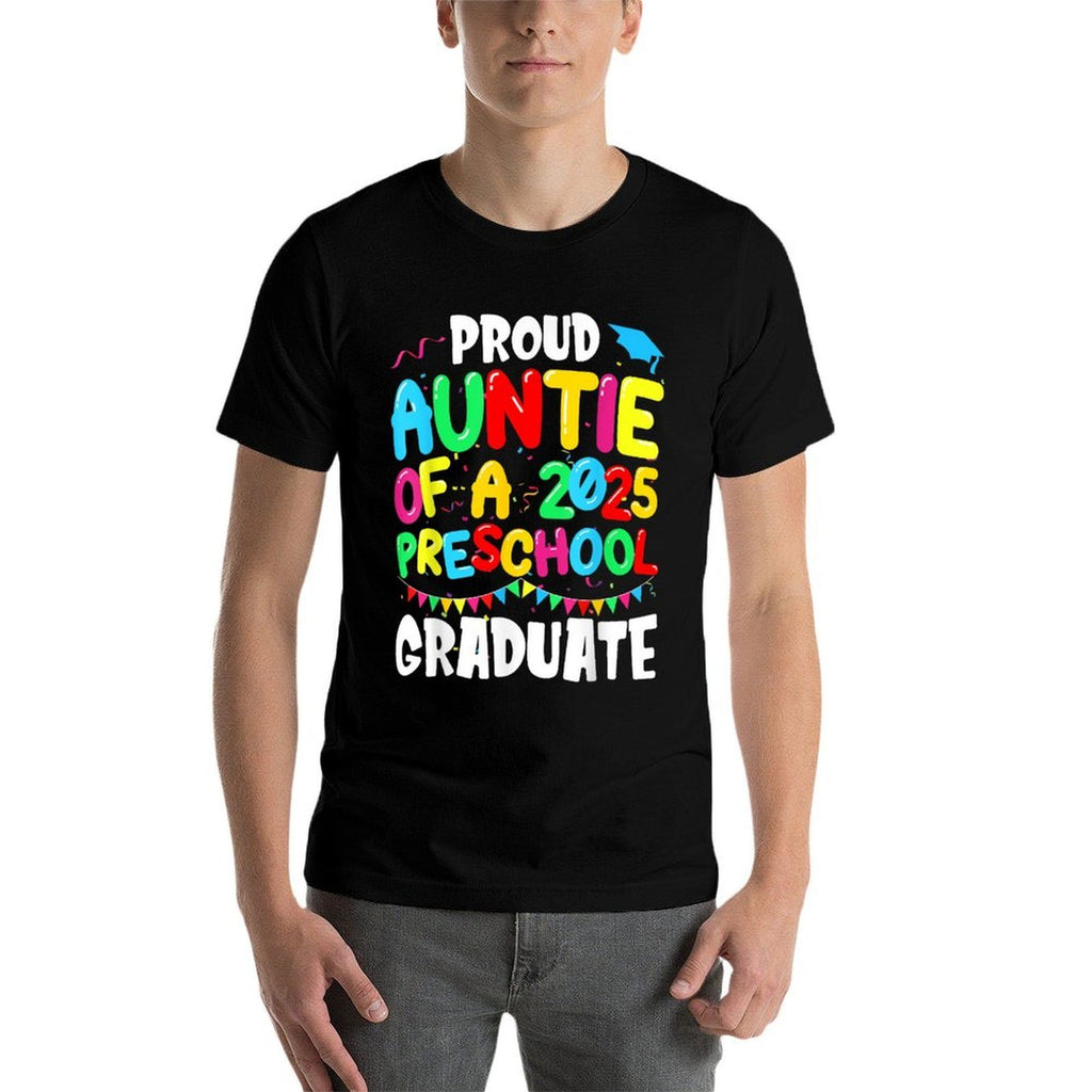 Proud Auntie Class Of 2025 Preschool Graduate Graduation  Oversized Silhouette T-Shirt