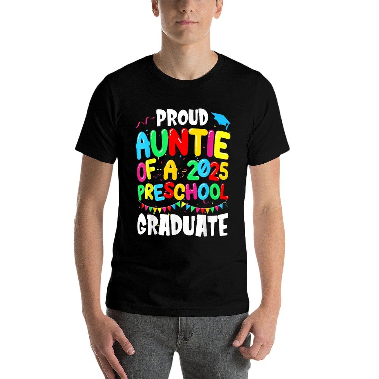 Proud Auntie Class Of 2025 Preschool Graduate Graduation  Oversized Silhouette T-Shirt