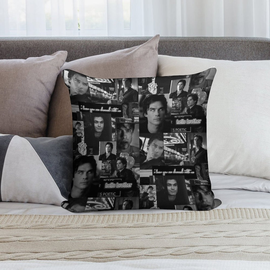 Damon Collage B&w Soft Anti-Pilling Throw Pillow