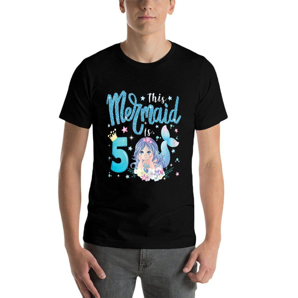 This Mermaid Is 5th Birthday Mermaid 5 Yrs Old Mermaid Bday  Relaxed-fit T-Shirt