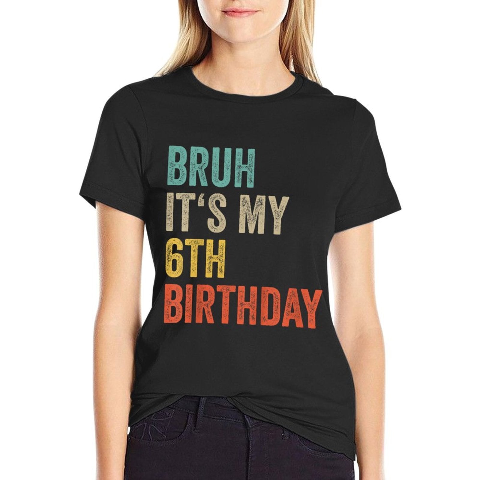 Kids Bruh Its My 6th Birthday 2019 Six Year Old Girl Boy 6th Bday  Polyester Blend T-Shirt