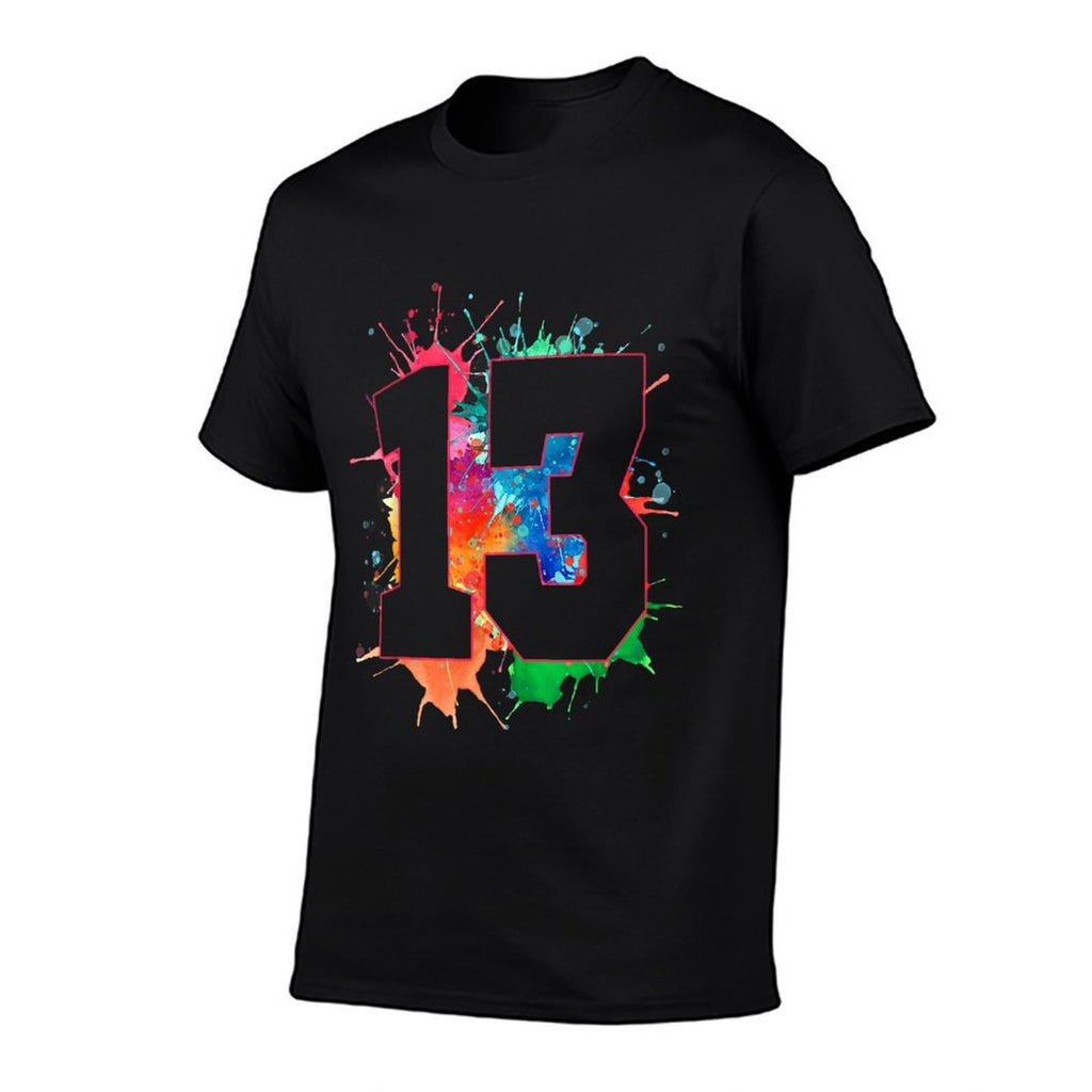 13th Birthday T-shirt for Girls Boys 13 Paint Splashes Teen  Summer-ready Fabric T-Shirt