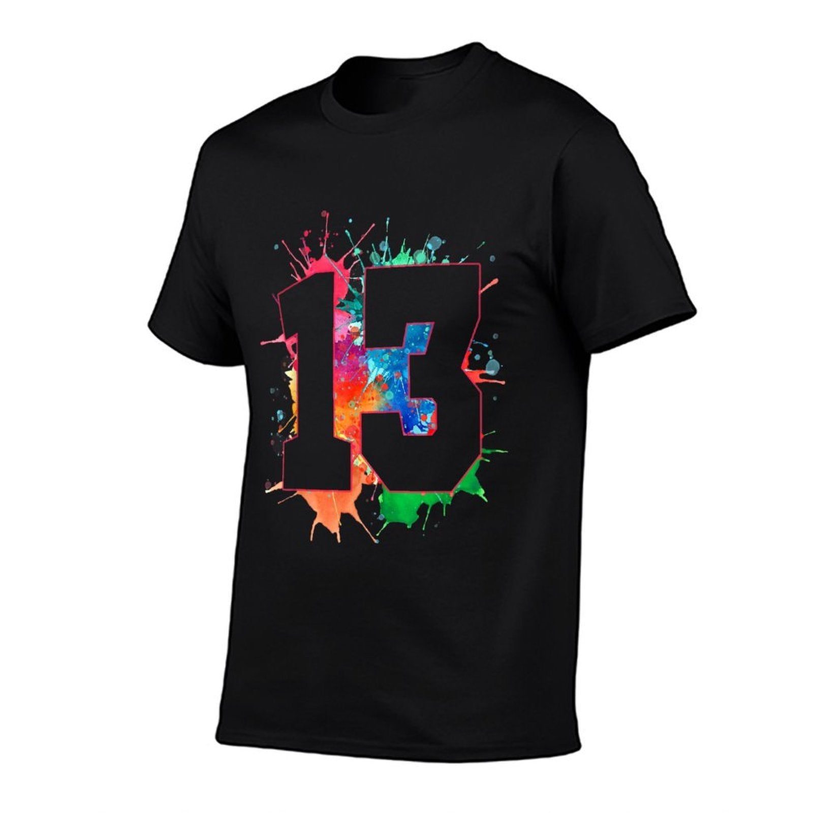 13th Birthday T-shirt for Girls Boys 13 Paint Splashes Teen  Summer-ready Fabric T-Shirt