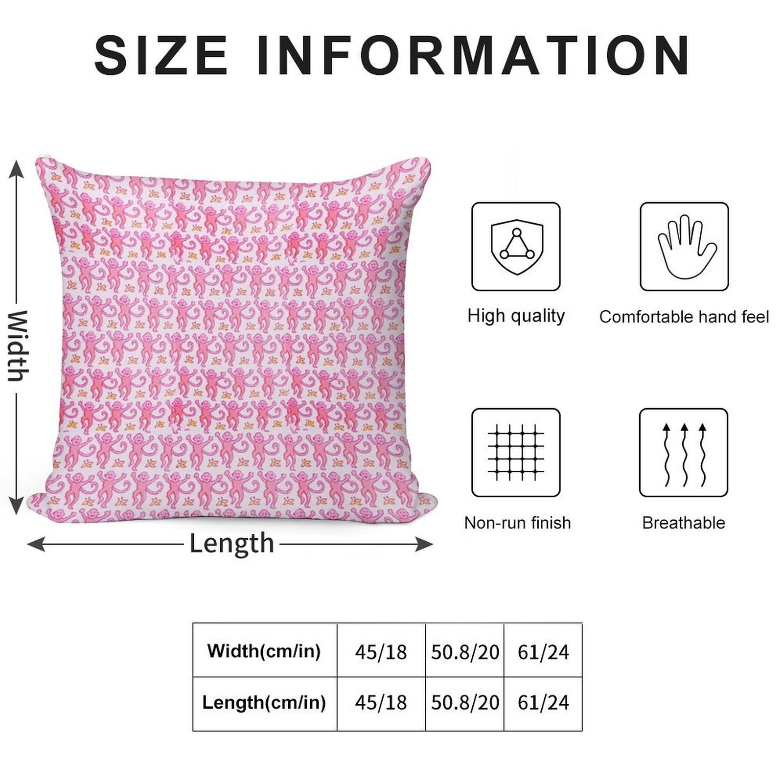 Pink Monkeys Soft Home Decor Throw Pillow