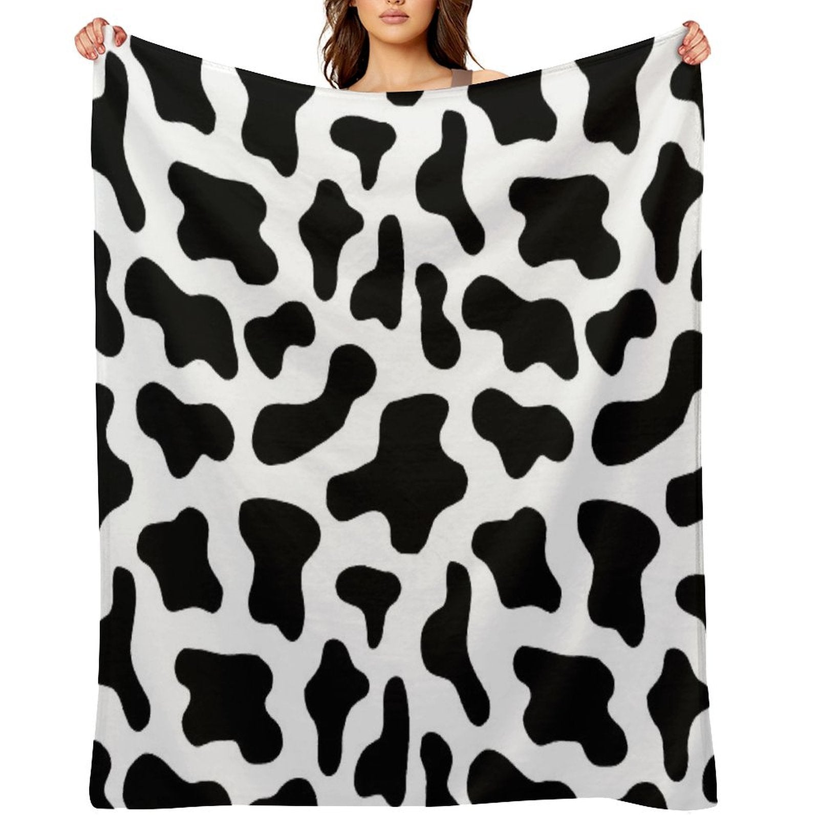 Black And White Cow Print Shrink-resistant Throw Blanket