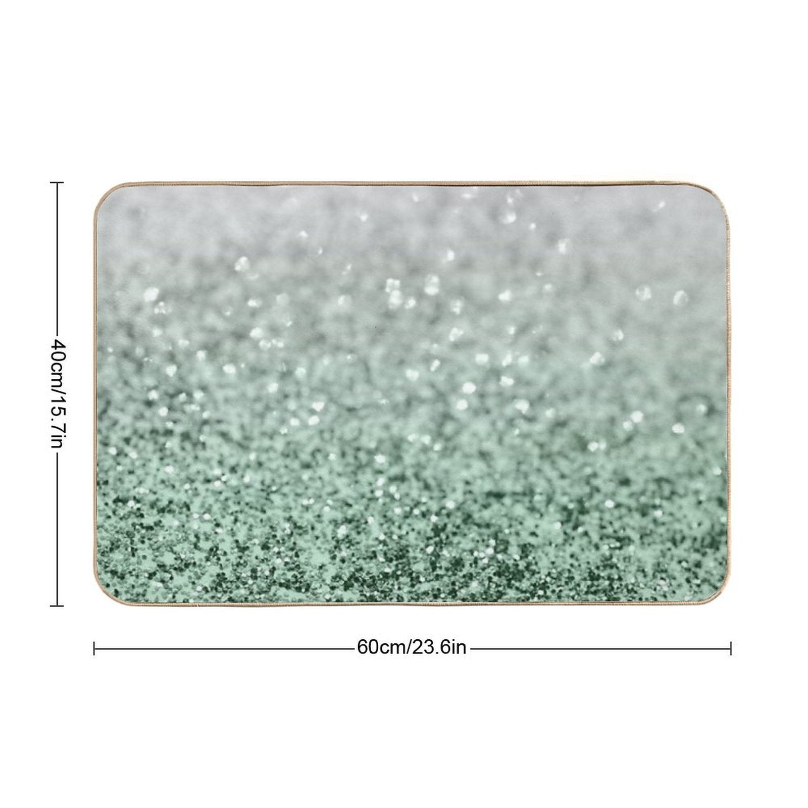 Silver Pastel Mint Green Ocean Glam #1 (Photo of Glitter Only - Not Reflective)  Long-Lasting Bath Mat