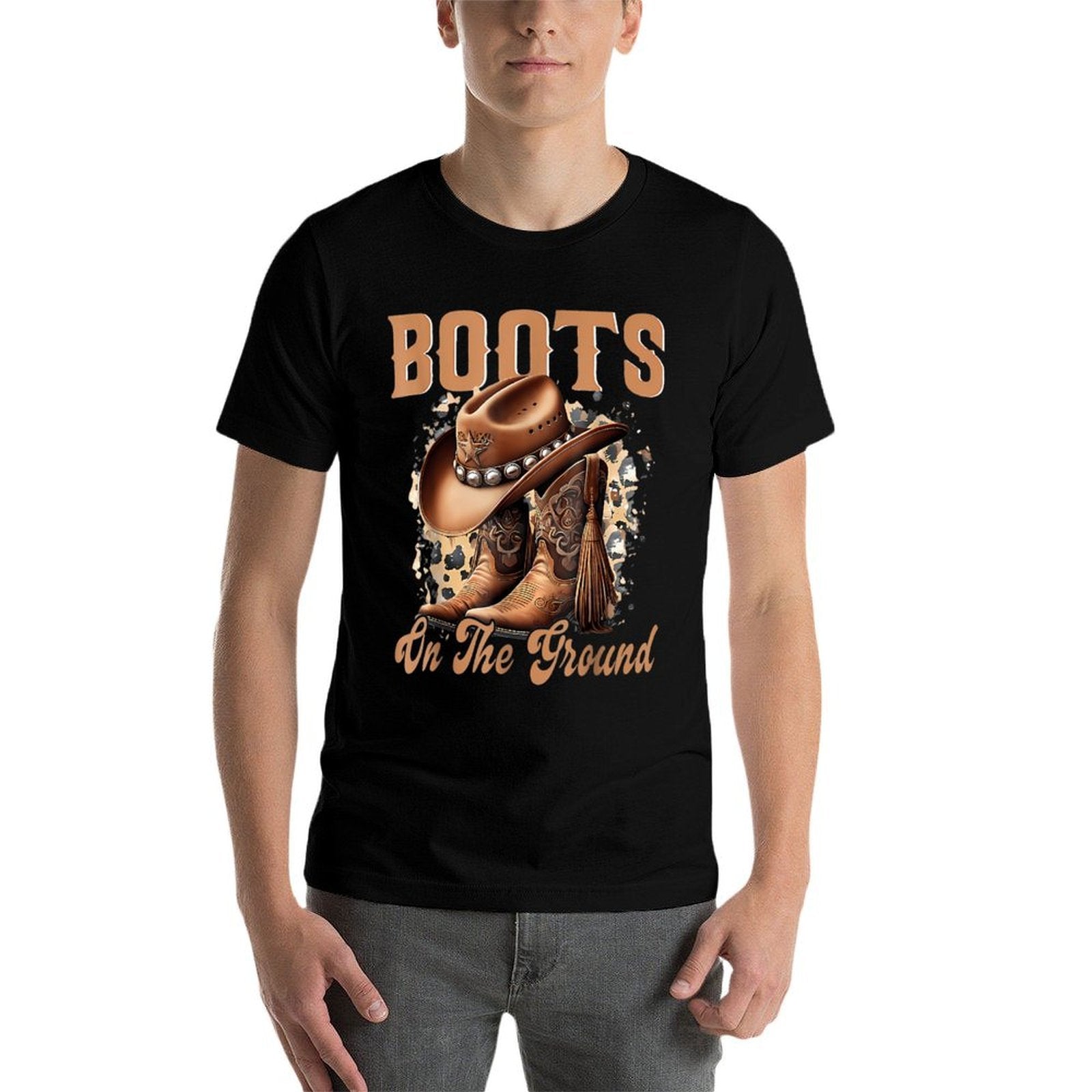 Boot Cowboy Western Cowgirl Linedance  Rolled Sleeves T-Shirt