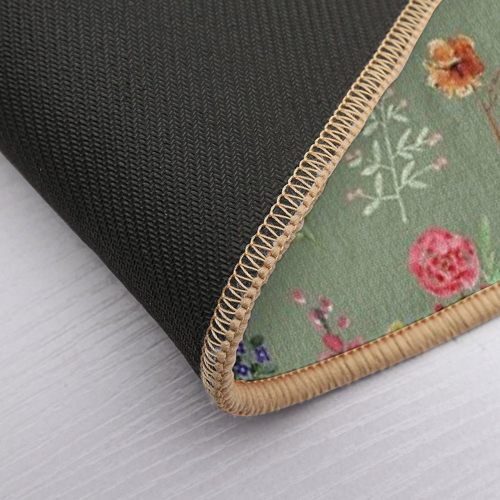 Watercolour Floral Pattern in Sage Green  Eco-Friendly Bath Mat
