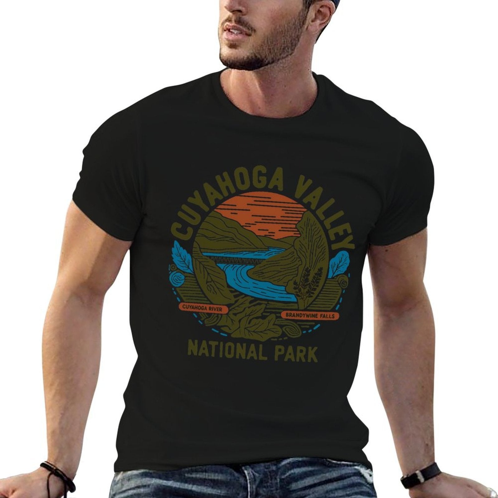 Borough  Bridge Cuyahoga Valley National Park Ohio Artistic Landscape  Cotton T-Shirt